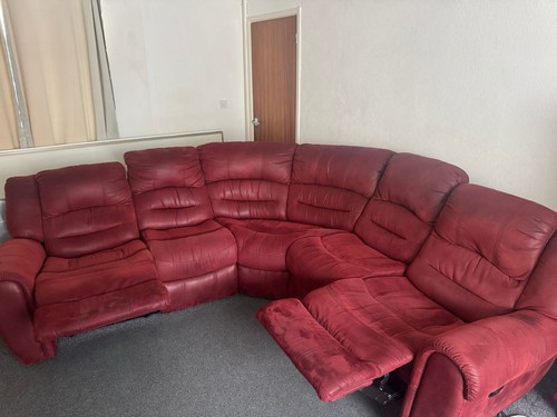 Red faux suede - faux, sofa