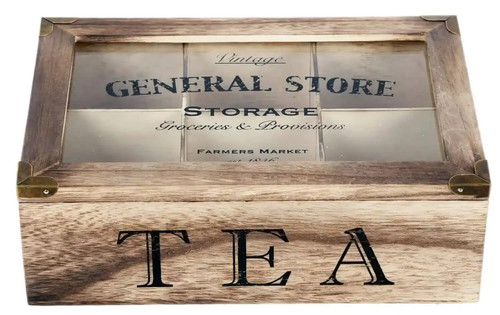 Rustic wooden tea bag box - wooden, –