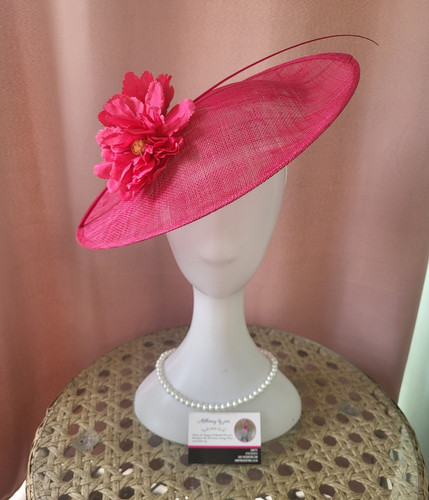Pink sinamay wide brim - wide,
