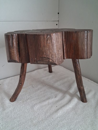 Rustic wooden log table accent - table,