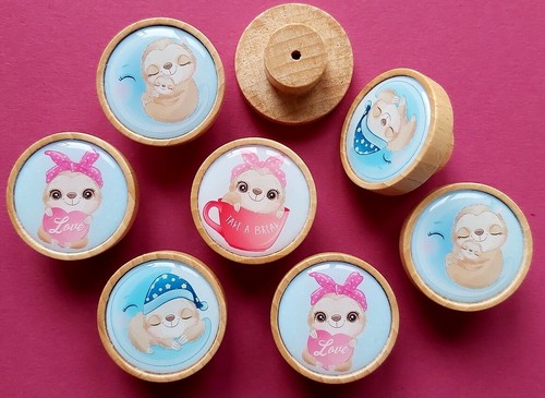 Cute sloth print - print, wooden