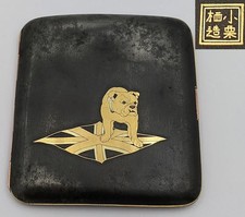 JAPANESE 'OGURUSU' KOMAI STYLE BRITISH BULLDOG CIGARETTE CASE c1900's