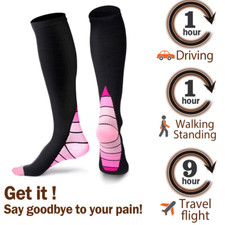 Compression Socks Men & Women Varicose Veins Anti-Fatigue Flight Running NHS