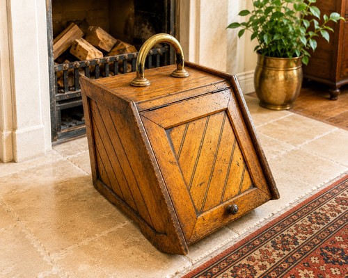Antique wooden coal scuttle - antique,