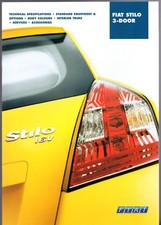 Fiat Stilo 3-dr Specifications 2002 UK Market Brochure Active, Dynamic & Abarth