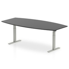 Dynamic High Gloss 2400Mm Writable Boardroom Table Black Top Silver Height Adjus