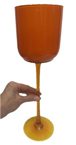 Huge orange long - stemmed, glass