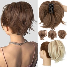 Messy Ponytail Bun Real as Human Hair Piece Updo Curly Hair Extensions for Lady