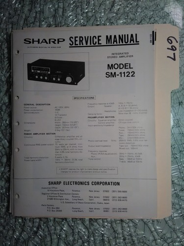 Sharp 1122 service - sharp, sm-1122