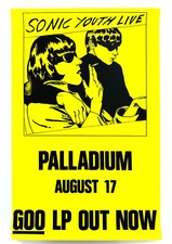 Sonic Youth Raymond Pettibon 1990 Palladium concert poster w Nirvana STP