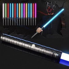 Rechargeable Light Saber W/ FX Sound LED Display RGB Dueling 15-Color Changed UK