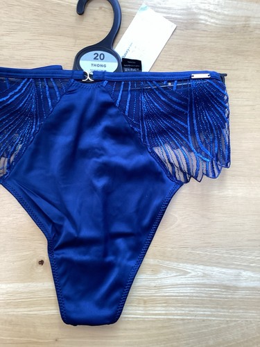 Women blue silky thong - blue,