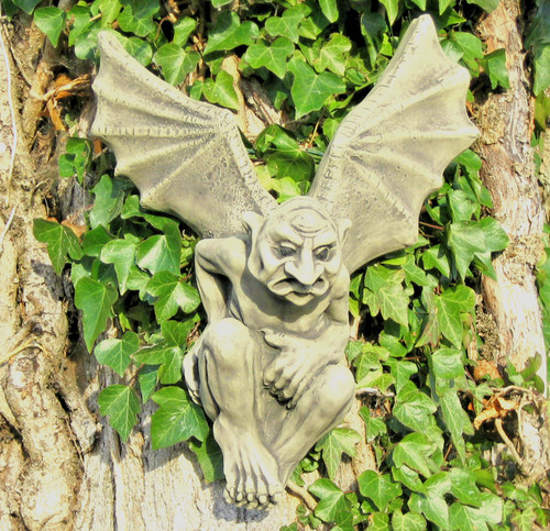 Winged stone gargoyle wall - winged,