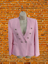 BNWT ZARA PINK BLAZER XSMALL COTTON WOMENS DOUBLE BREASTED JACKET RRP £79.99
