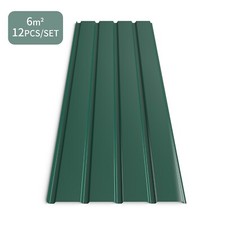 Mondeer 12 PCS Roof Sheets Corrugated Profile Galvanized Metal Sheet Panel Green