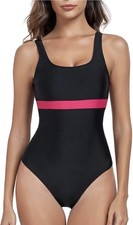 One Piece Swimsuit Tummy Control Swimming Costume Retro Swimwear ( XXL )