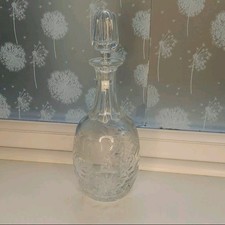 Vintage Royal Brierley CRYSTAL decanter Large Honeysuckle Pattern w/ Stopper 