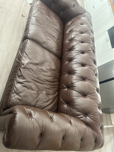 Brown leather chesterfield - brown,