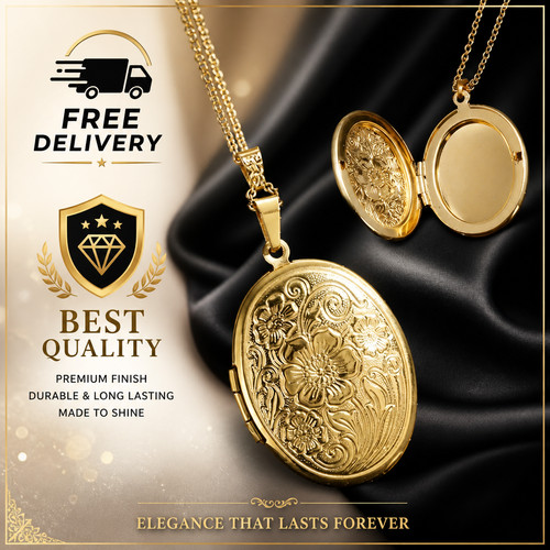 9ct gold locket necklace - gold,
