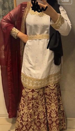 Burgundy sharara desi suit set