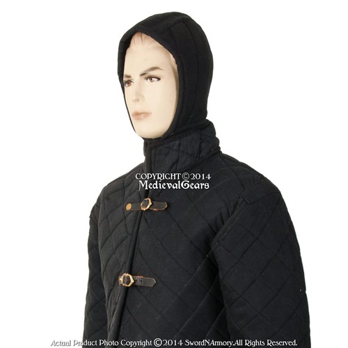 Black medieval gambeson type - gambeson,