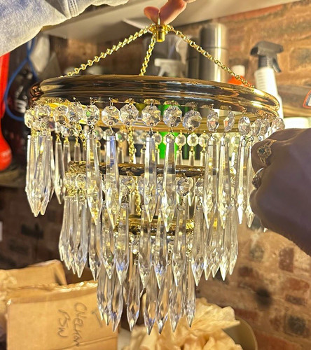 Gold finish crystal prism drop - crystal,