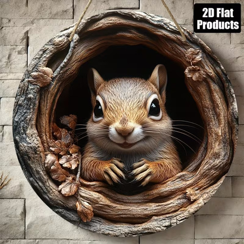 Wooden squirrel plaque - wooden,