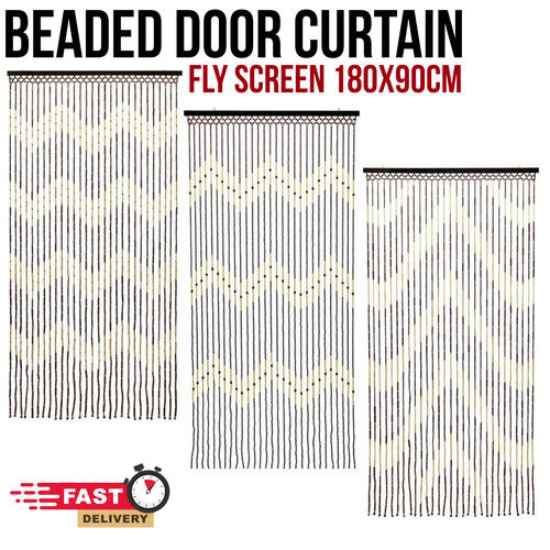 Wooden beaded bamboo door - wooden,