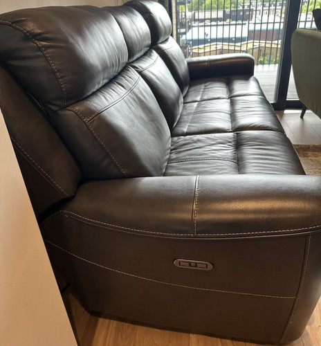 Grey leather electric recliner - leather,