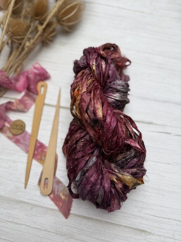 100g hand dyed recycled sari - dyed,
