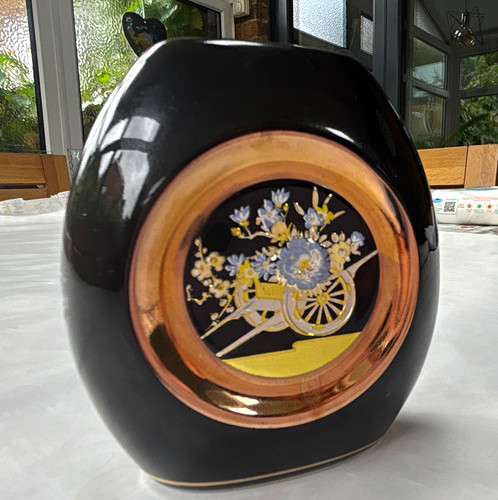 Chokin black gold vase - chokin, black/gold