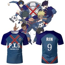 ⚽️🔥Blue Lock Cosplay Football Costume PXG Rin Shidou Nagi T-shirt Soccer Anime