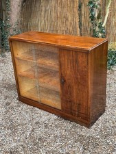 Vintage Barristers Bookcase Oak Sliding Glass Library Display Drinks Cabinet