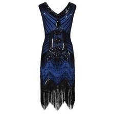 V-neck 1920's Dress Great Gatsby Costume Evening Party Sequin Tassel Flapper
