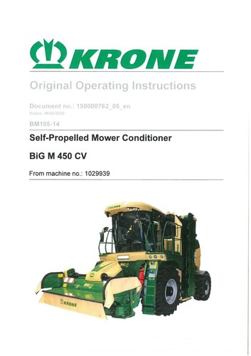 Krone mower conditioner self - krone,