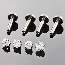 PAIR Labret Monroe Lip Bar Tragus Cartilage Helix Ring Stud Ear Piercing CZ UK