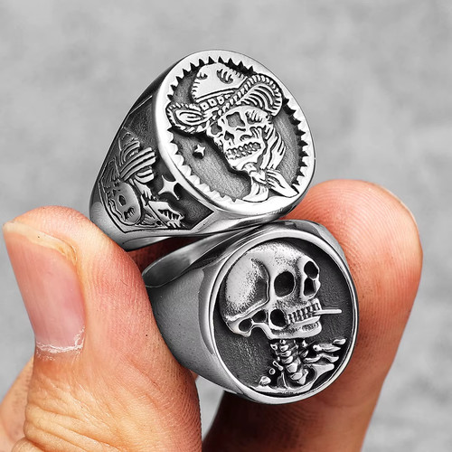 Skull cowboy ring stainless - skull,