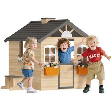 Outsunny Wooden Kids Playhouse