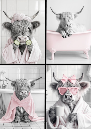 Highland cow bathroom wall - cow,