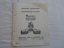 Ransomes vintage mower Junior Power gang Mower Original instructions and parts