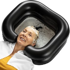 Black Portable Inflatable Shampoo Basin Bowl - for Bedridden Disabled Elderly