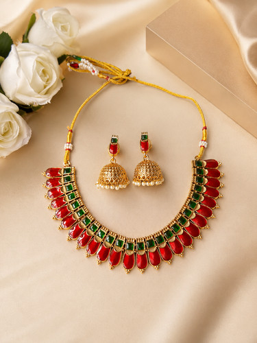 Red nagapada mala jewellery - red,