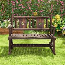 Rustic Wood Bench Garden Patio Furniture 2 Seater Swing Love Seat Rocking Chair
