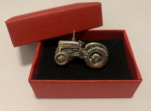 Tractor silver pewter pin - tractor,