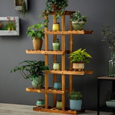 6-Tier Flower Rack Wood Plant Stand 12 Pots Bonsai Display Shelf Indoor Outdoor