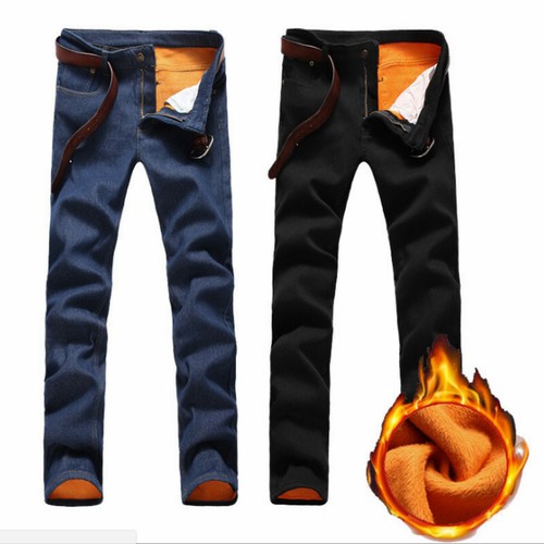 Men winter warm denim pants - winter,