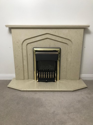 Cream marble arch - marble, fire