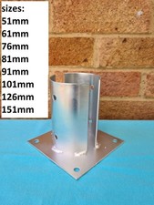 HEAVY DUTY GALVANISED BOLT DOWN ROUND/CIRCULAR POST FENCE FOOT/ 50mm to 150mm