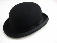100% Wool Ladies Black Bowler Hat Fashion Hat Satin Lining 4 Sizes