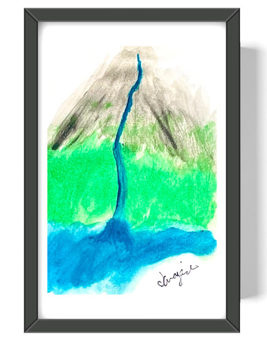 Guajardo art volcano 9x6 paper - volcano,